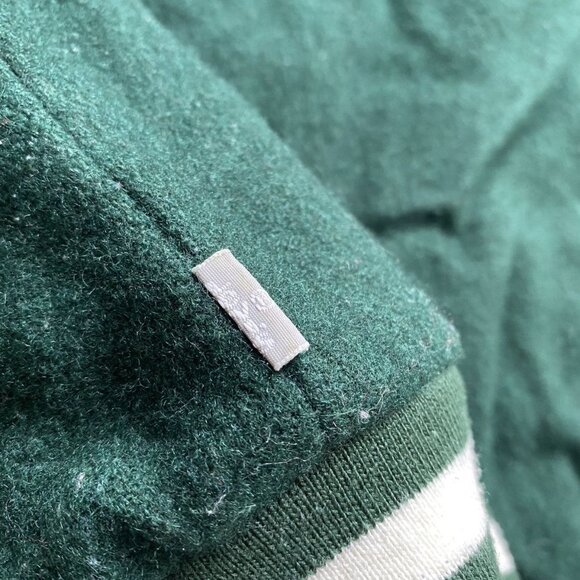 Levis Silver Tab Green and White Leather Varsity Bomber - Picture 10 of 13